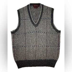 Vintage Jeffrey Banks 100% Wool Hand Knit Sweater Vest M Gray Classic 90s